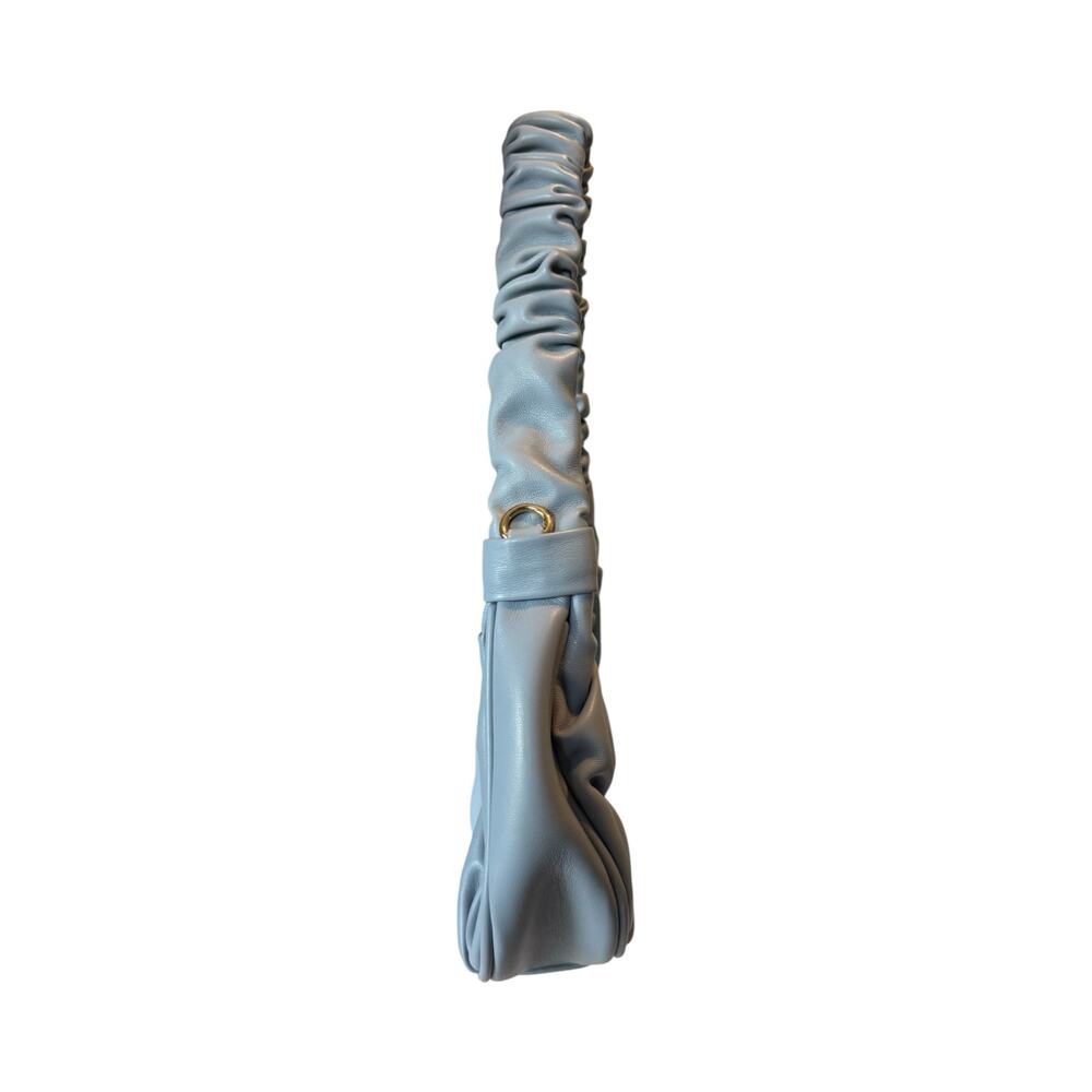 Urban Expressions Dusty Blue Scrunch Shoulder Bag Faux Leather Ruched Hobo Purse - Picture 3 of 7
